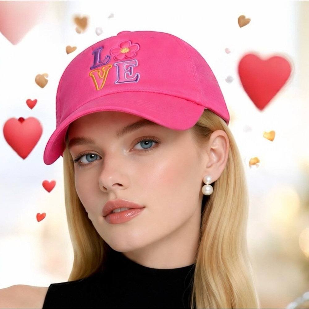 2 for $30 | Pink Love Embroidered Cap
